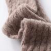 Women's 100% Cashmere Half-Finger Gloves – Pearl-Knit Detailing, Thick Warm Long Twisted Pattern for Winter Fashion