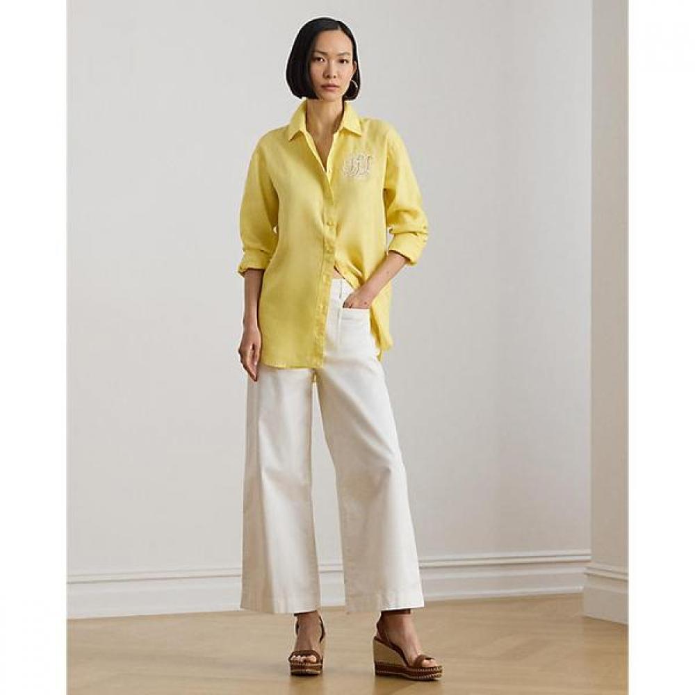 Lauren Ralph Lauren Relaxed Fit Eyelet Logo Linen Shirt Wmlrshts6820559700