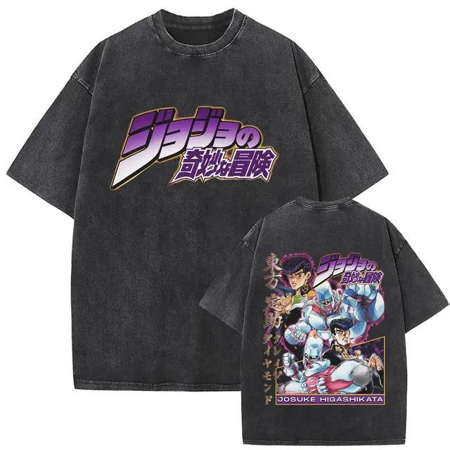 Men'S And Women'S Bizarre Adventure Graphic T-Shirt Cotton Street Wash Clothing Casual Vintage T-Shirt Anime Gu