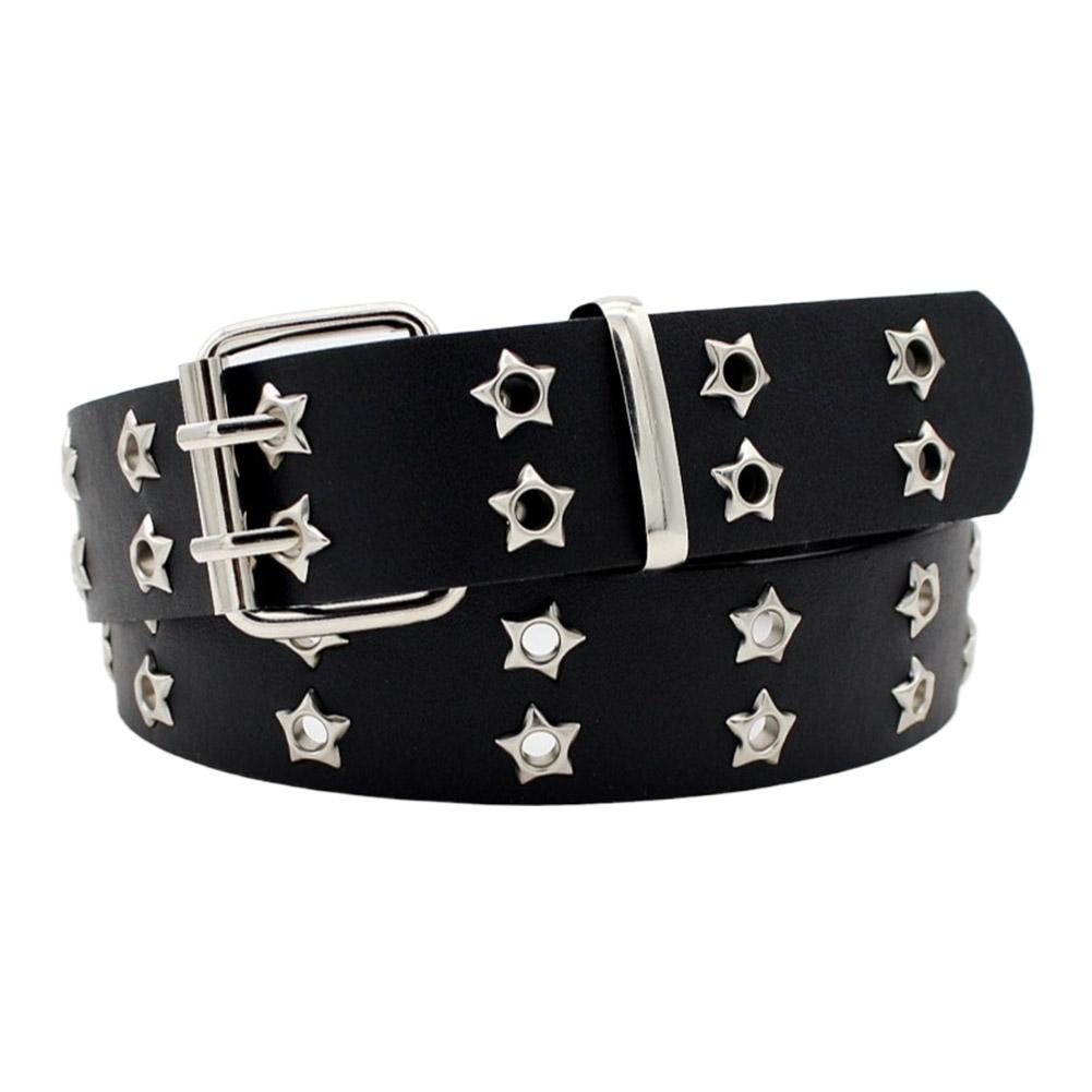 Star Eye Rivet Belt Hollowed-out Punk Belt For Man/women Buckle Decoration Y2K Fashion Pu Waist T1A0