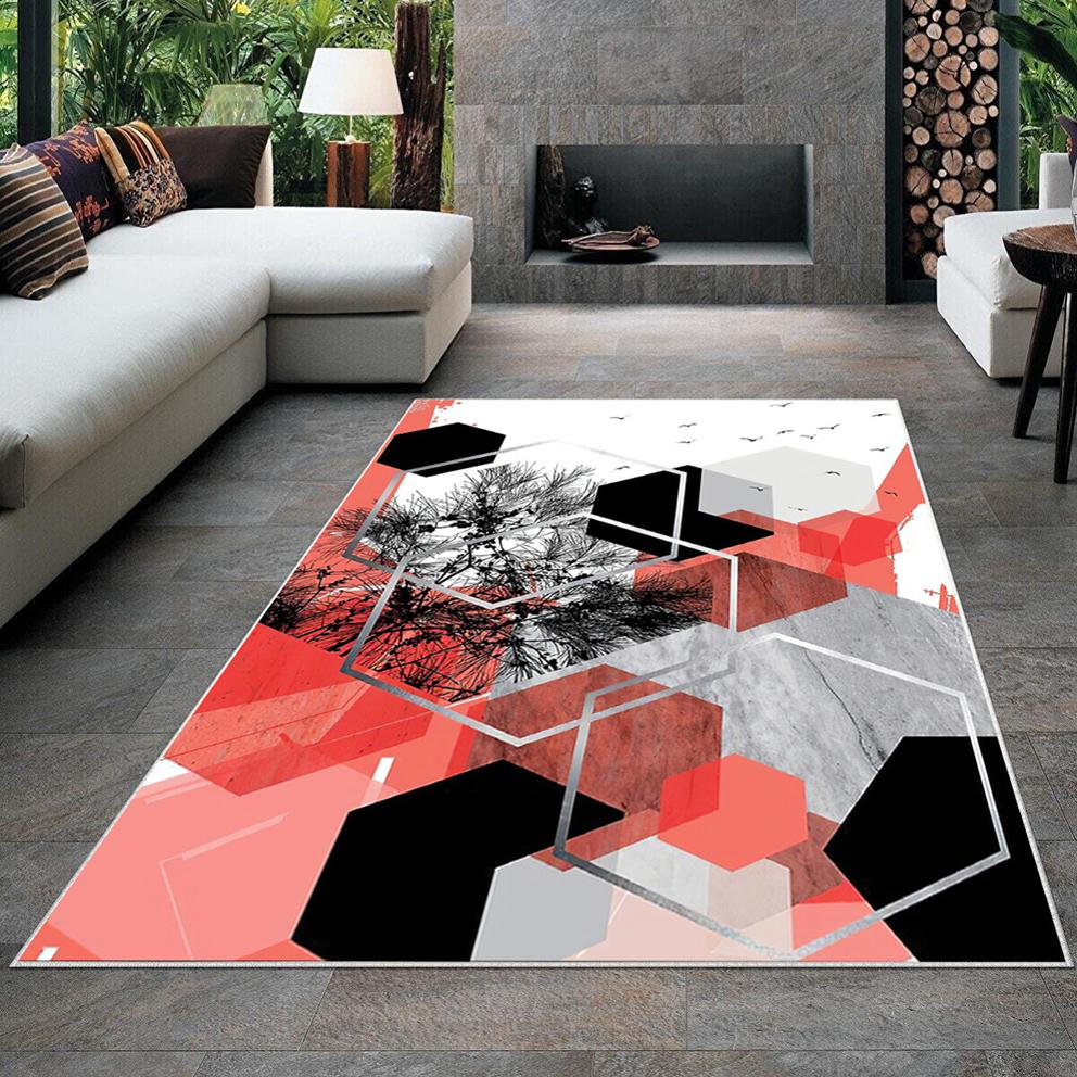 

Современный ковер для гостиной с нескользящим основанием, который необходимо распечатать с помощью цветной цифровой печати с рисунком.