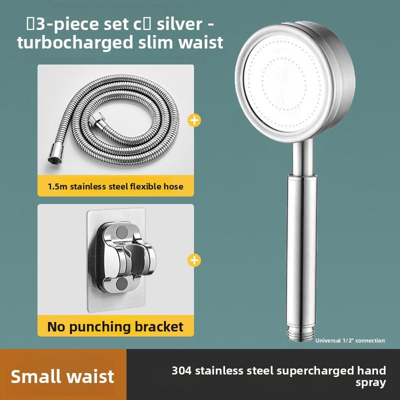 304 Stainless Steel Pressurized Shower Head, Little Waist Bathroom Pressurized Shower Head Hose Set