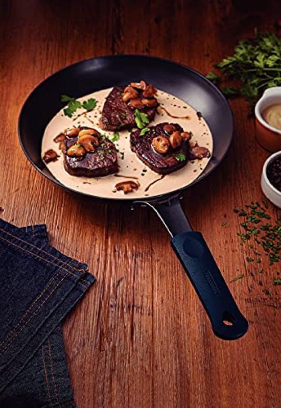 Tramontina Professional Iron Frying Induction Removable Silicone Made in TRAMONTINA BK Pan, 24cm, Compatible, Handle, Durable, Brazil, 20766/024,