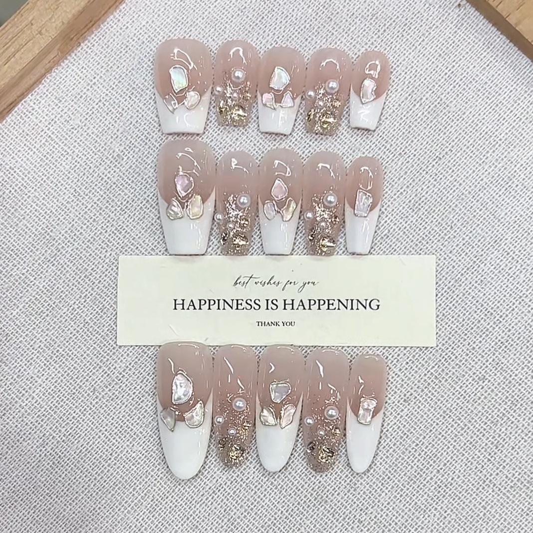 

Носимые на руках Jia Летние Новые Жемчужные Luxu Meng Трехмерные Ракушки Французский Чистый Дизайн Патч для Нейл-арта large L