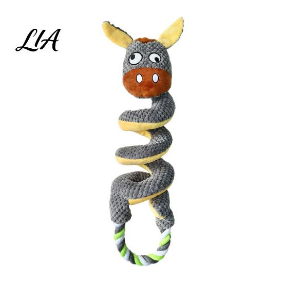 Indoor Fetch Games for Dogs Squeaky Dog Toy with Pull Rope, Plush Tug of War Toy, Safe Chew Toys Spiral Animal Interactive Small Medium Large