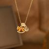 Cute Exquisite Enamel Rocking Horse Donut Pendant Necklace for Women Gold Color Stainless Steel Collar Chain Jewelry Accessories