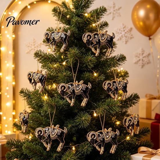 Multiuse Decorative Ornaments for Weddings Black Goat Christmas Tree Hanging Ornament, 2D Acrylic Festive Atmosphere Decoration Bars Pendant,