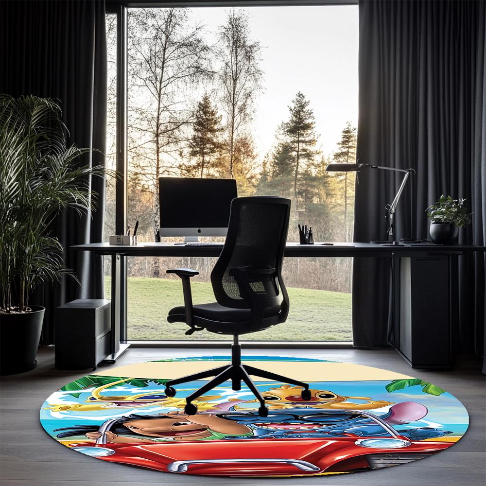 Stitch Printed Round Rug Carpet Chair Rug Area Rug Entryway Doormats,for Office Chair Living Room Bedroom Kitchen Room.