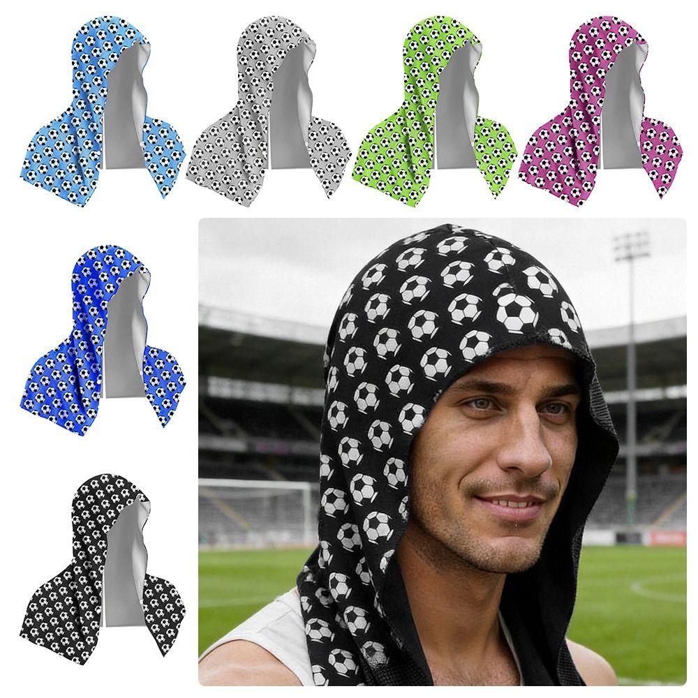 Football Pattern Cool Towel Cool Neck with Buttons Sun Protection Towel Breathable Ice Cool Cap