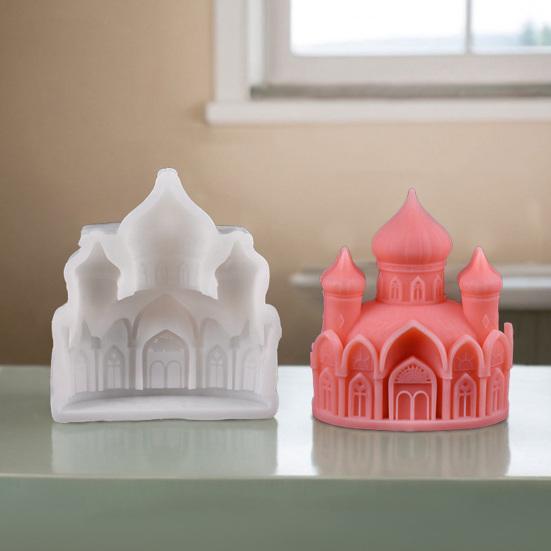European Castle Candle Mold Silicone Soap Wax Making Mold Flexible Reusable Gypsum Concrete Mold for Home Decor Parties Weddings