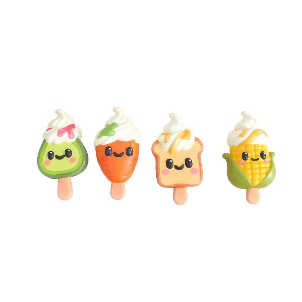 Ice Cream Toys - Stress Sensory Toy, Assorted Random Styles (4 Pack) for Kids and Adults