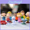 Conjunto de Figuras de PVC Desenho Animado Snoopy Para Decoração de Quarto Infantil e Brinquedos de Desenvolvimento Emocional