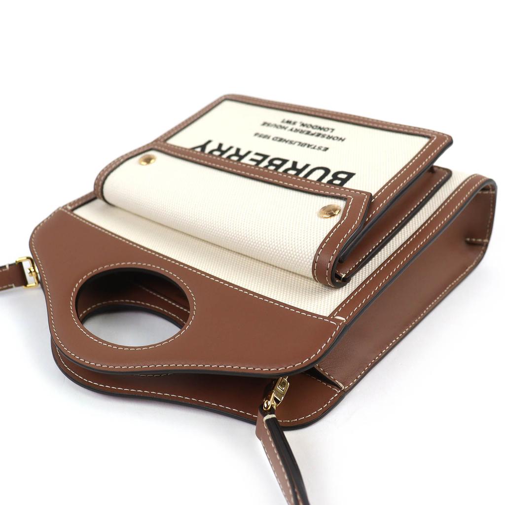 Pristine BURBERRY Shoulder Bag Mini pocket bag Canvas and leather 8039361 Used