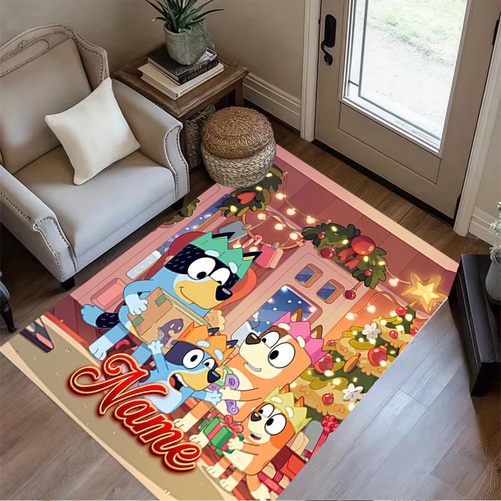 Merry Christmas Celebration Personalized Name Floor Mat Design for Playrooms Foyer Game Room Kitchen Anti-slip Rug Office home decor Wedding Party Gif