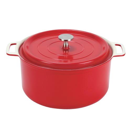 Pearl Metal HB-5726, 22cm Red Ceramic-Coated Induction Cooking Pot for Waterless Cooking