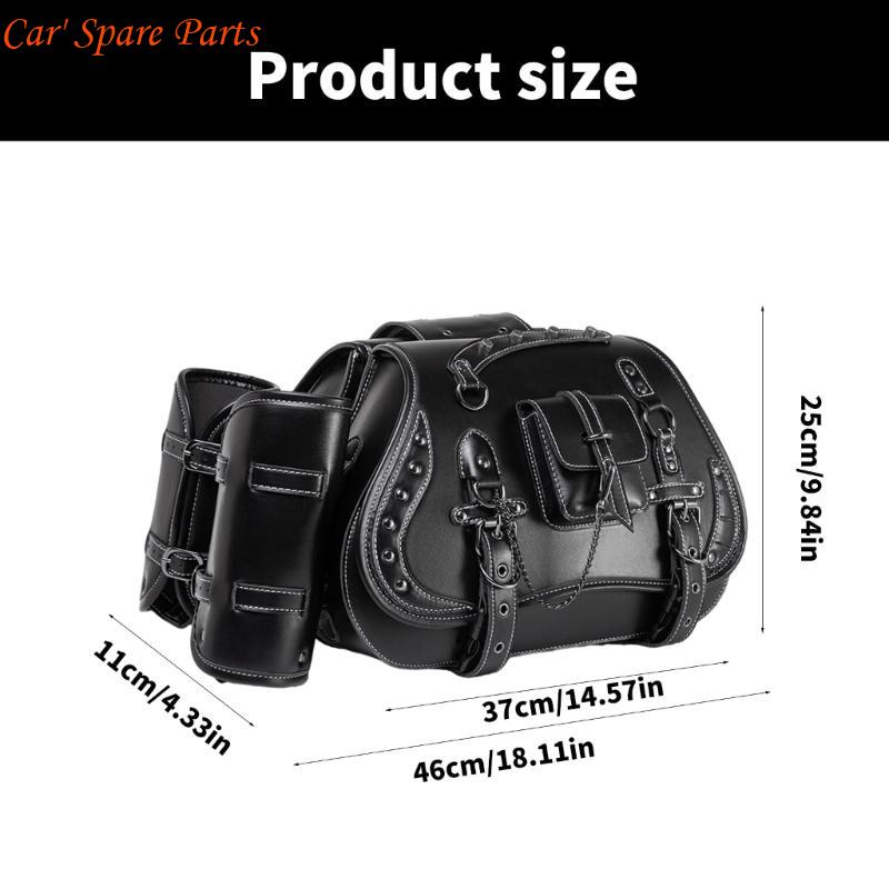 Y4UA 1 Pair Leather Side Bag Waterproof Travel Luggage Storage Bag Motorcycle Tool Bag Over Saddlebag Punk Saddlebag