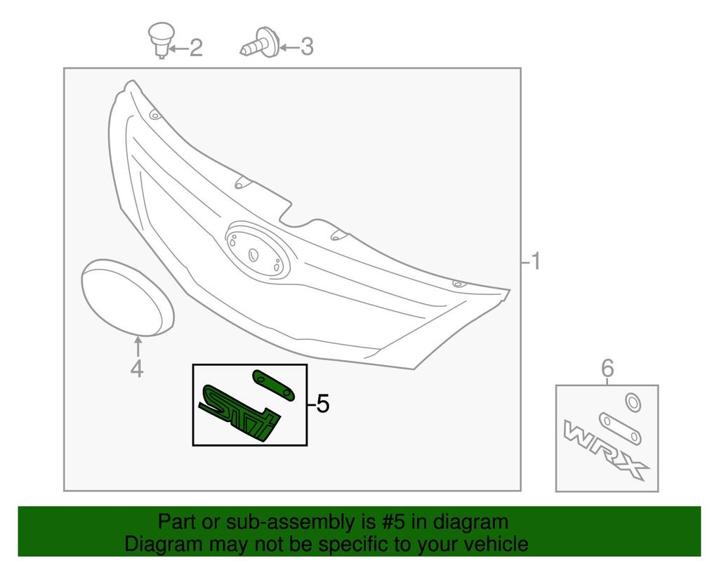 SUBARU 2011-2012 Impreza STi Grille Nameplate OEM Part Number 93013FG070