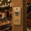 Bamboo Magnetic Bottle Opener, Wall Mount Beer Cap Catcher with Strong Magnet, Rustic Wood Fridge Opener for Home Bar