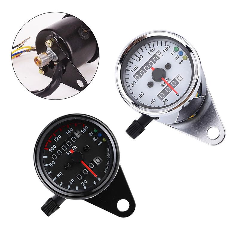 Motorcycle Digital Odometer Speedometer Gauge 160 km/h Max Speed LED Display Headlight Neutral Turn Signal Indicators Black