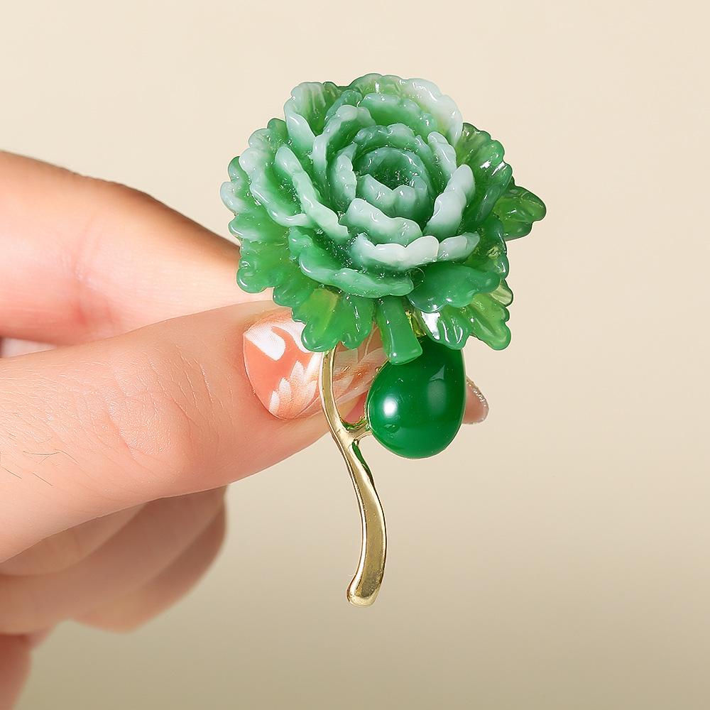 New Green Peony Flower High-end Temperament Corsage Yiwu Accessories Rose High-end Atmospheri 3CM*5CM
