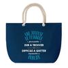 Beach Bag - PLANETEE - A Formidable Pétanque Player - Rope Handle - Large Size - Multicolored Cotton