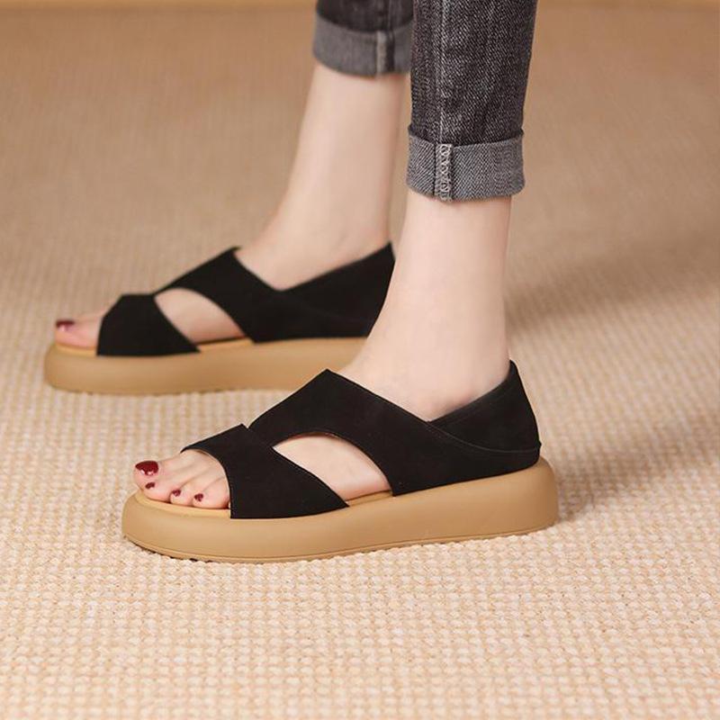 Summer New Soft-soled Two-wear Roman Sandals 2025 Thick-soled Large-size Casual Leopard Print Beach Sandals Women