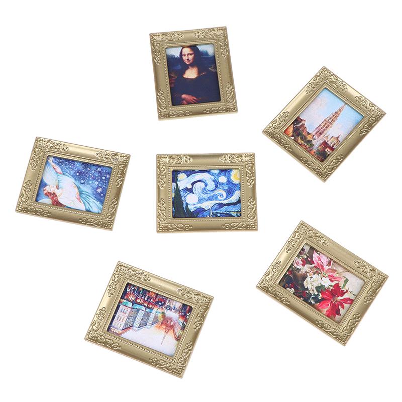 1:12 Dollhouse Miniature Frame Oil Painting Diy Doll House Accessories Decor