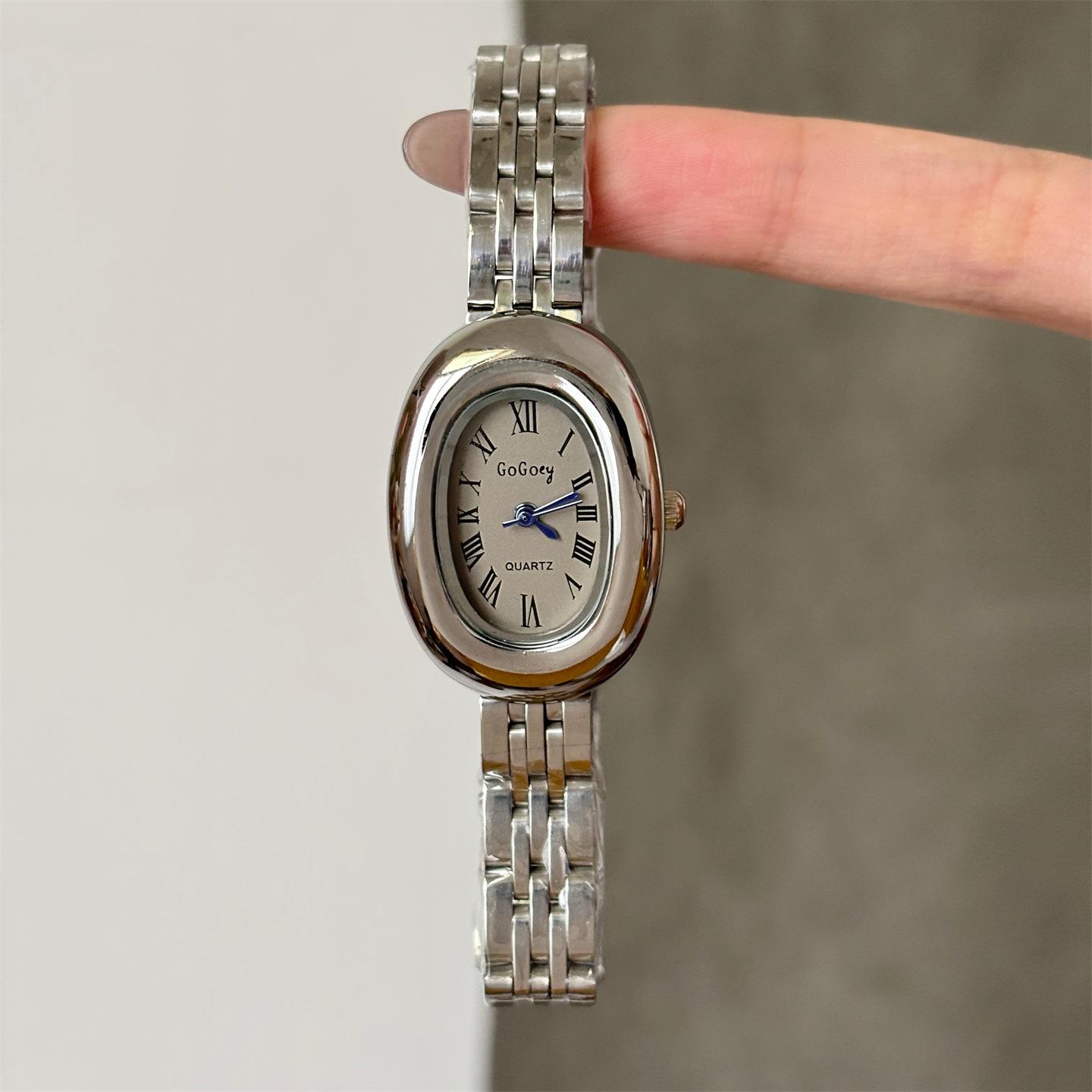 Gogoey Oval Watch Ladies Ancora Red Roman Antique Vintage Bathtub Steel Strap Watch
