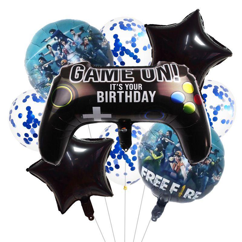 Game Theme "Free Fire" Game Controller Wall-mounted Aluminum Film Balloon Party Decoration and Setup Supplies