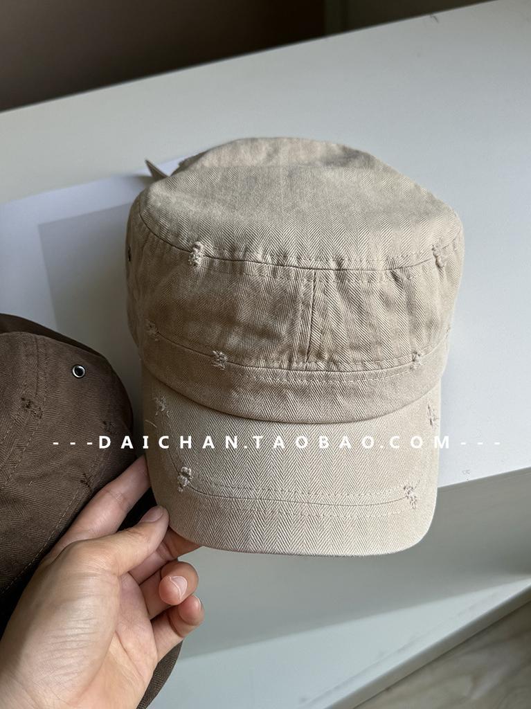 Korean Style Distressed Ripped Black Baseball Cap for Women, Oversized, Extra Deep, Wide Brim, Face-slimming, Vintage, Versatile, Duckbill Cap