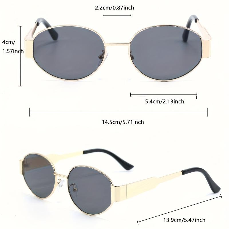 2pcs Summer Women'S Fashion Glasses Retro Oval Frame Combination Unisex Decorative Oval Metal Frame Trendy Eyewear