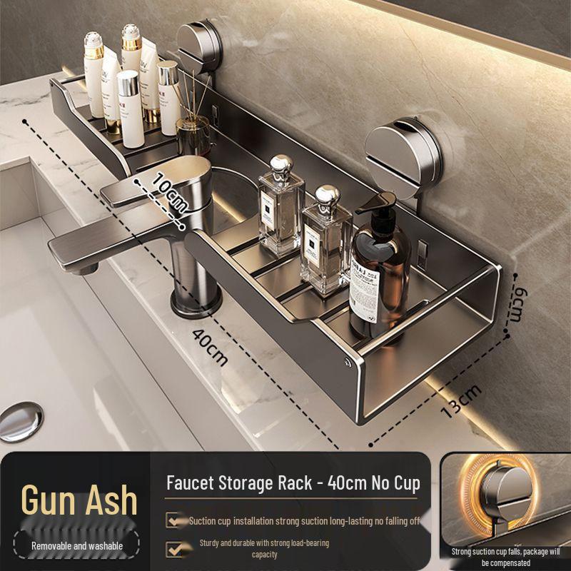 Wall-Mounted Bathroom Storage Rack with Suction Cup