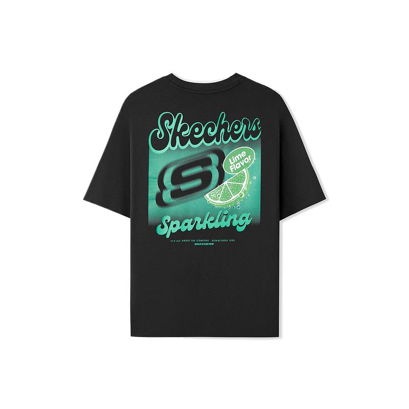 Skechers Casual Fashion Trendy Comfortable Solid Color Brand Logo Short Sleeve T-Shirt Unisex Tops Black L225U158-0018