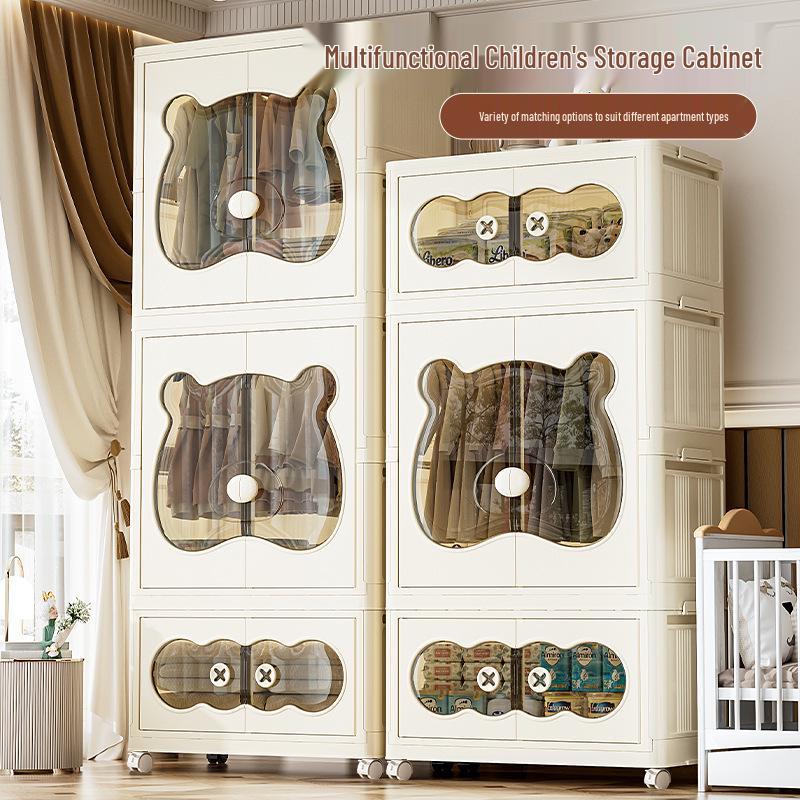 Infant Folding Plastic Storage Cabinet: Simple Children's Wardrobe