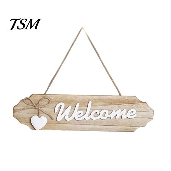 Pastoral Style Home Decor Front Door Welcome Sign, Wall Decoration, Rustic Wooden Farmhouse Porch Decorations Hanging Ornament with Hemp Rope