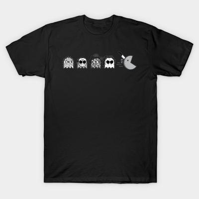 Asian Size Men Print T-shirt Horror-Man B&W No-Cut Heat Transfer Print Cotton Tshirt