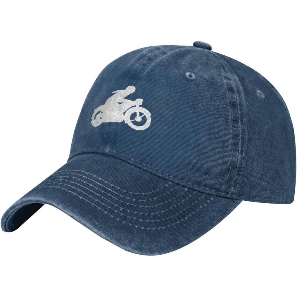 Motorcycle Rider Baseball Cap Washed Cotton Distressed Dad Hat for Unisex Women