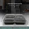 Disposable 3-Compartment Plastic Lunch Box with High Lid