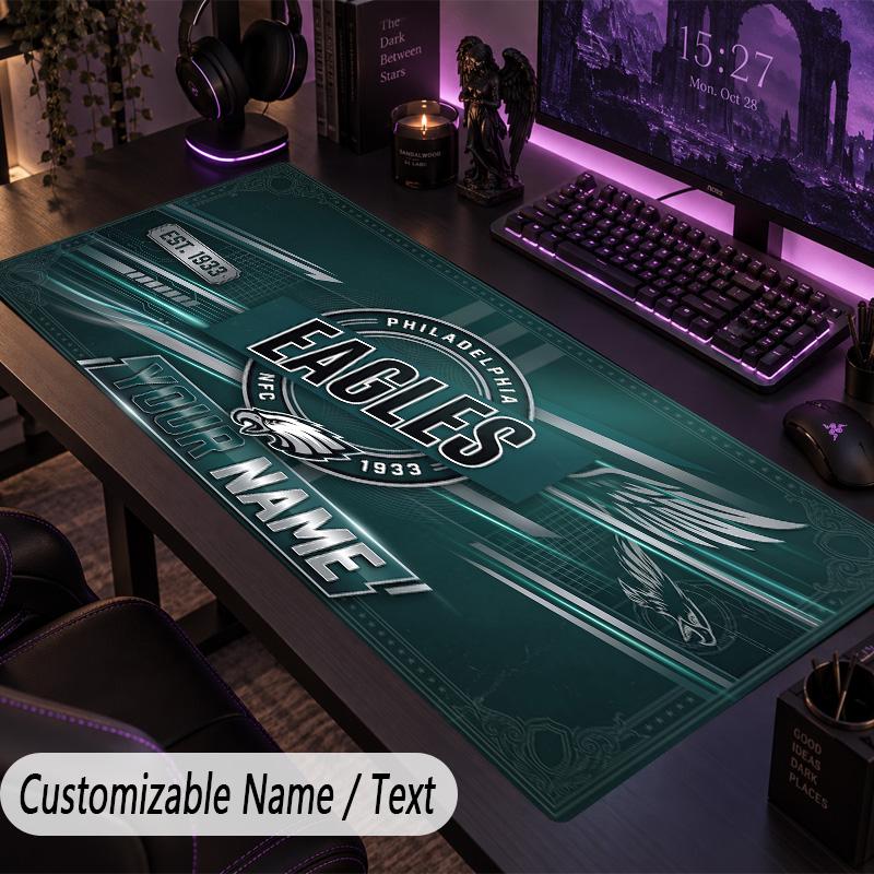Large Mouse PadPhiladelphia Eagles Custom Name Text Personalized Desk Mat Non Slip Gaming Pad