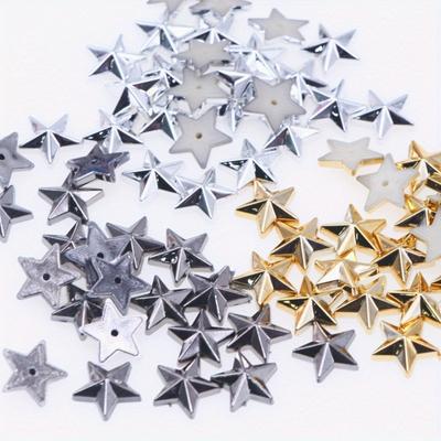 100 Acryl Diamant Flachboden Gold und Silber Fünfzackiger Stern DIY Herstellung von dekorativen Bekleidungsaccessoires Zubehör