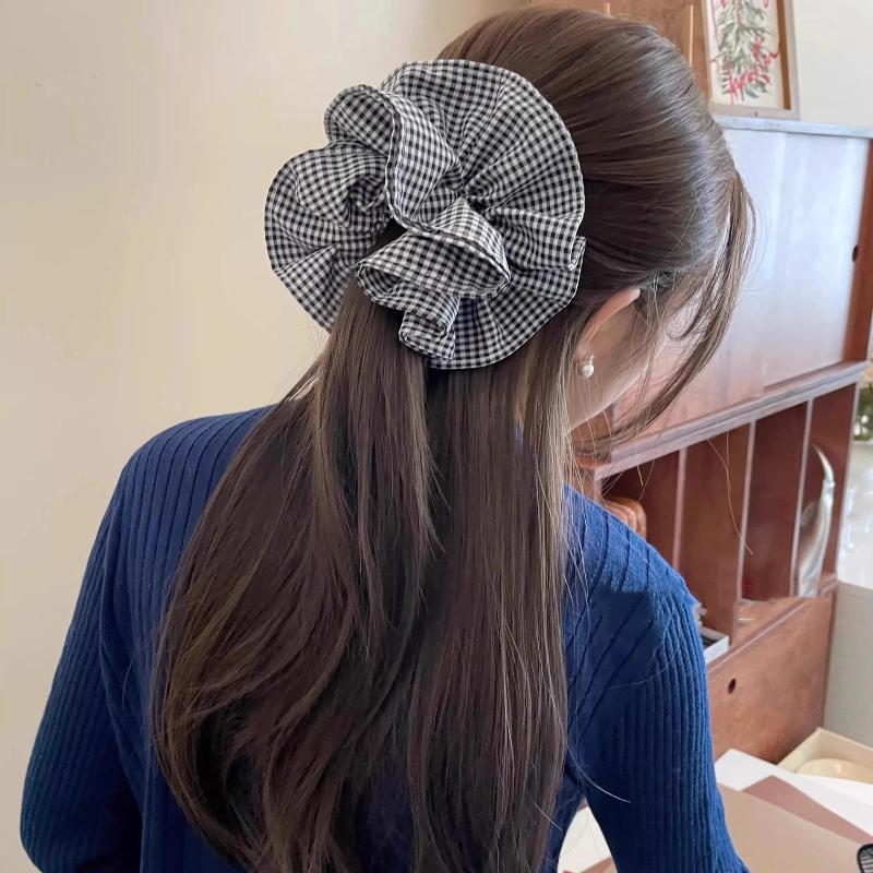 

Maillard Plaid Lace Hair Scrunchies For Womens Girls Ponytail Holder Hair Ties Elastic Hair Rope Hair Accessories