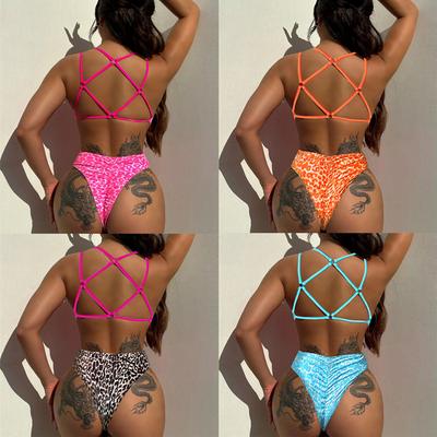 Dámské Sexy Jednodílné Plavky Bikini Bez Zad S Ramínky, Monokini Plavky