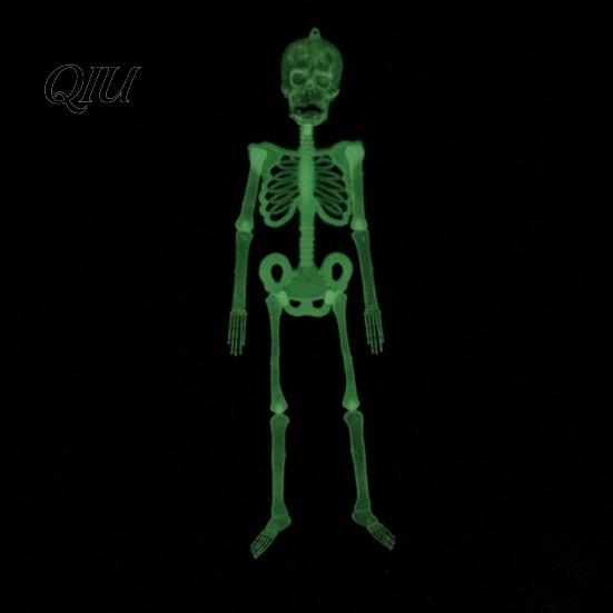 Glow Skeleton for Window Halloween Decor, 90cm-1.5m Fluorescent Fake Skull Prop Hanging Ghost Decorations Haunted House, Articulated Plastic Bar Party