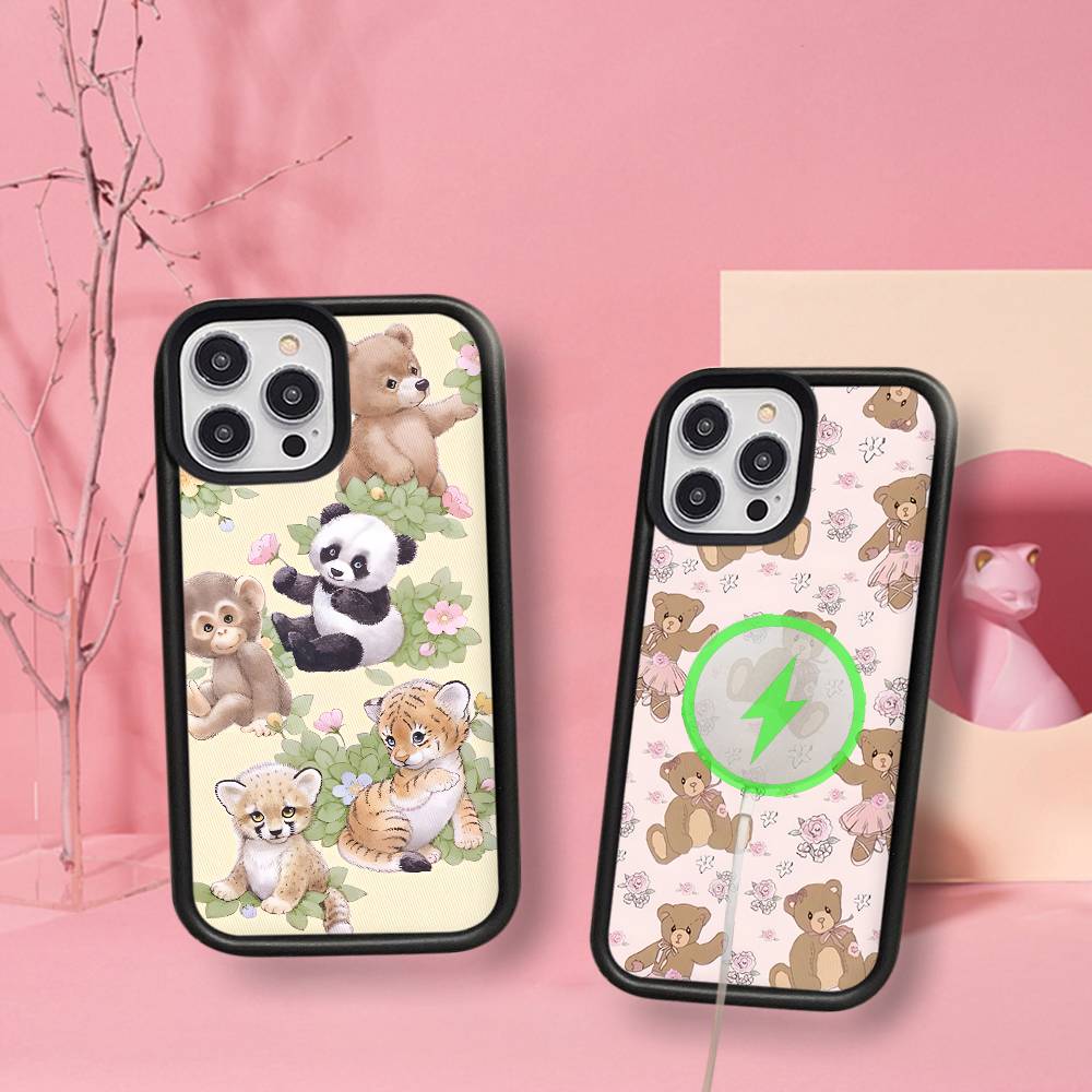 Wildflower Safari Babies Bear For Magsafe Phone Case For IPhone 17 Air 16 15 14 13 12 11 Pro Max Plus Shockproof Cover