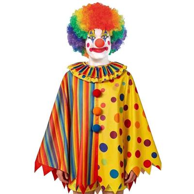 Adult Mens Clown & Magician Full Costume Set Halloween Carnival Stage Show Funny Cosplay Suit Cloak Wig Red Nose
