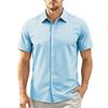 Camisa Casual de Manga Corta para Hombre Cuello de Botones Corte Ajustado Tejido Ligero Transpirable Camisa de Verano Primavera para Uso Diario