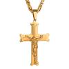 Stainless Steel Big Jesus Cross Pendant with Long Chain Men's Gold Color Crucifix Necklaces Male Religious Jewelry Dropshipping
