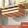 Kitchen Under Cabinet Hanging Organizer Rack with Hooks Multi-Purpose Holder for Paper Towel Cutting Board & Pot Lids
