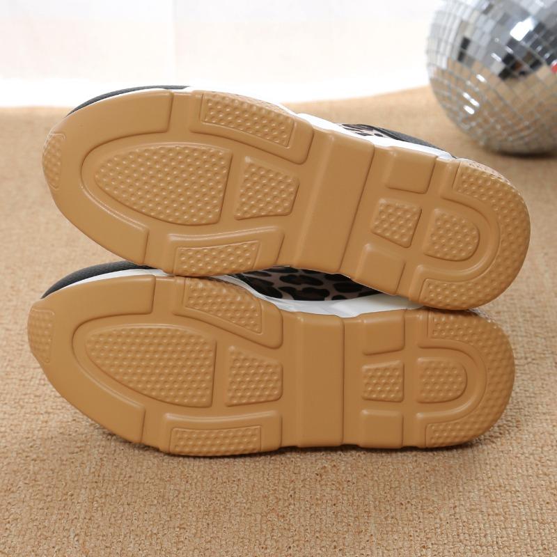 Fashion Platform Sneakers Woman Round Toe Low-top Leopard Wedge Shoes Women's Size 43 Lace Up Casual Walking Jogging Sports Trainers