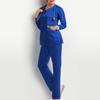 Unisex Hospital Workwear Long Sleeves Stretch Scrub Nurse Uniform V-neck With Pocket